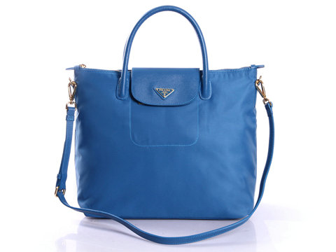 2014 Prada tessuto nylon shopper tote bag BN2107 blue - Click Image to Close